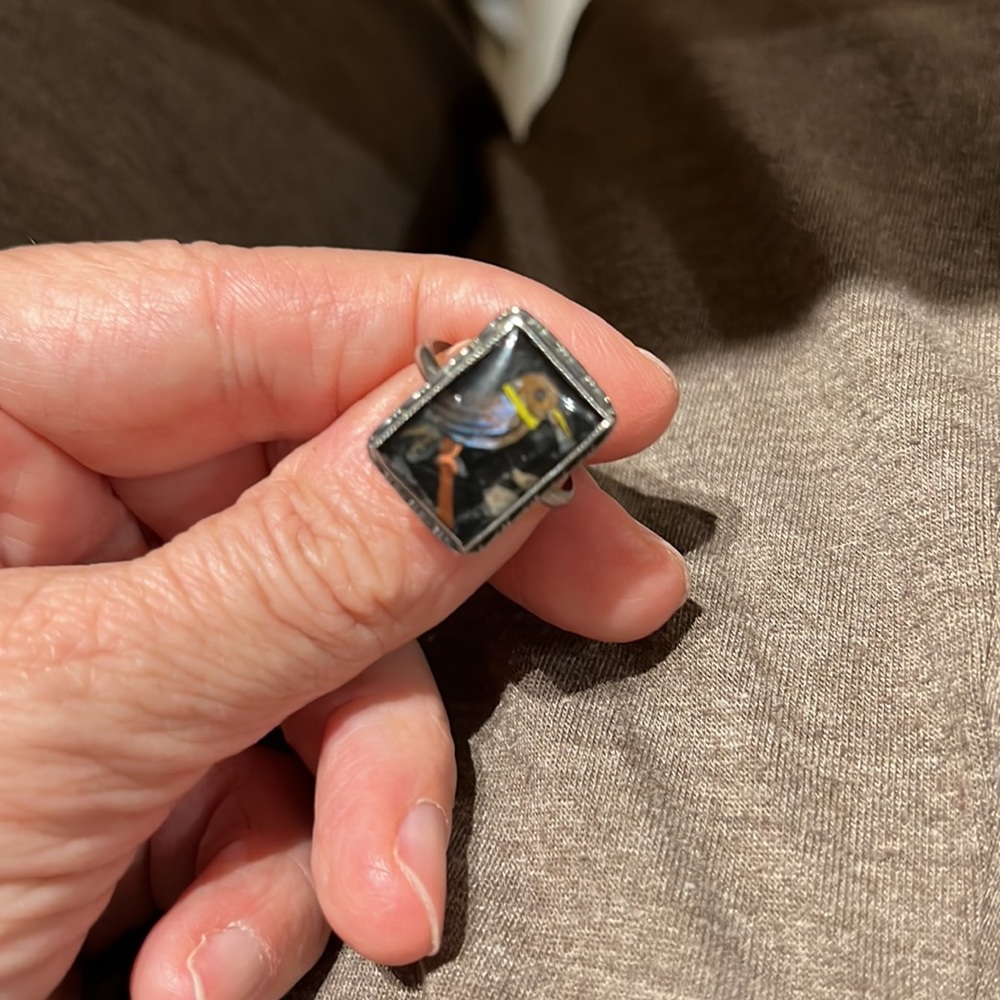 Thomas Mott kingfisher antique 1920s ring vintage rare 7 sterling silver marked - Picture 16 of 17